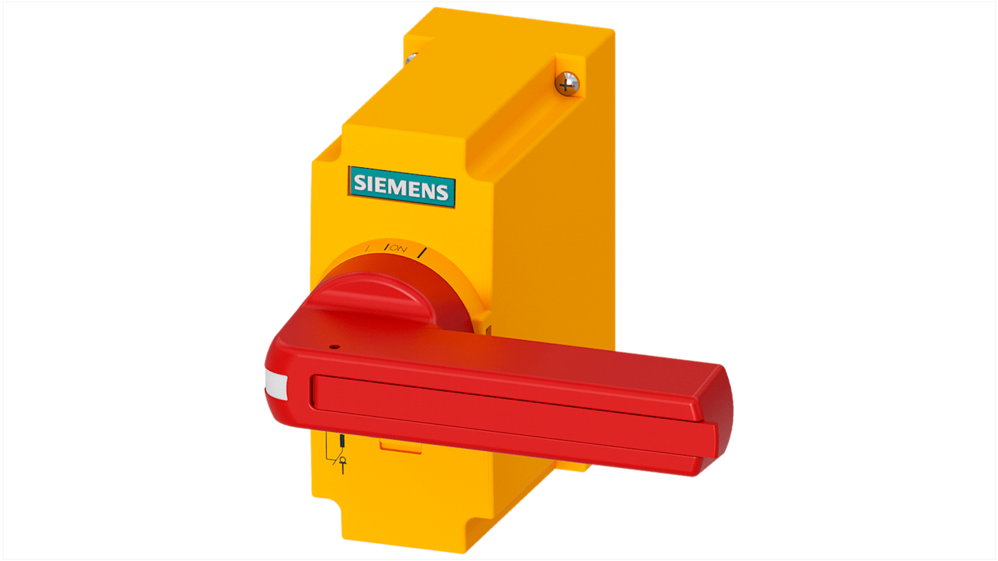 Selettore lucchettabile Siemens 3KF9201-2AA00, rosso/giallo, bloccabile in OFF con tre lucchetti, compatibile con serie SENTRON.