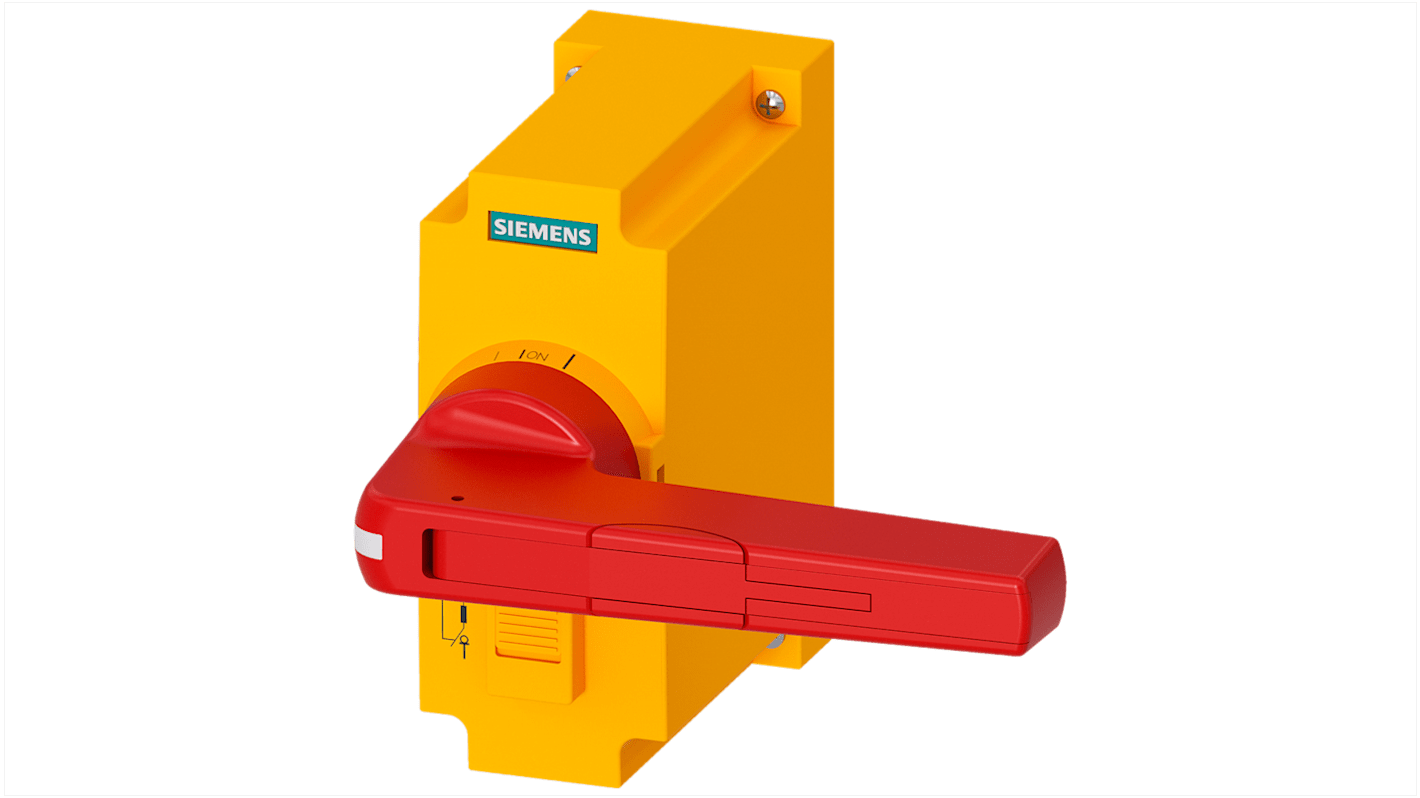 Selettore lucchettabile Siemens 3KF9401-2AA00, rosso/giallo, bloccabile in OFF con tre lucchetti, per serie SENTRON.