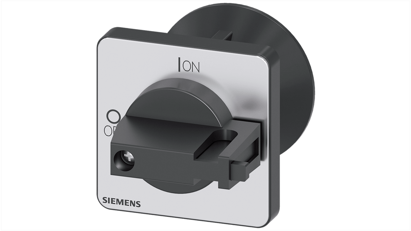 Siemens selettore rotante 3LD9343-4C per sezionatore del carico, montaggio su piastra 48x48 mm, foro centrale 22,5 mm.