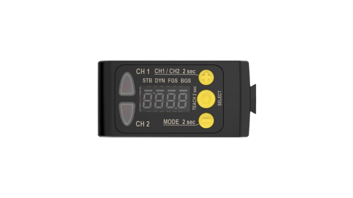 Sensore fotoelettrico rettangolare Banner Q5XKLAF2000-Q8-JAM, rilevamento da 95 a 2000 mm, uscita multifunzione PNP/NPN.