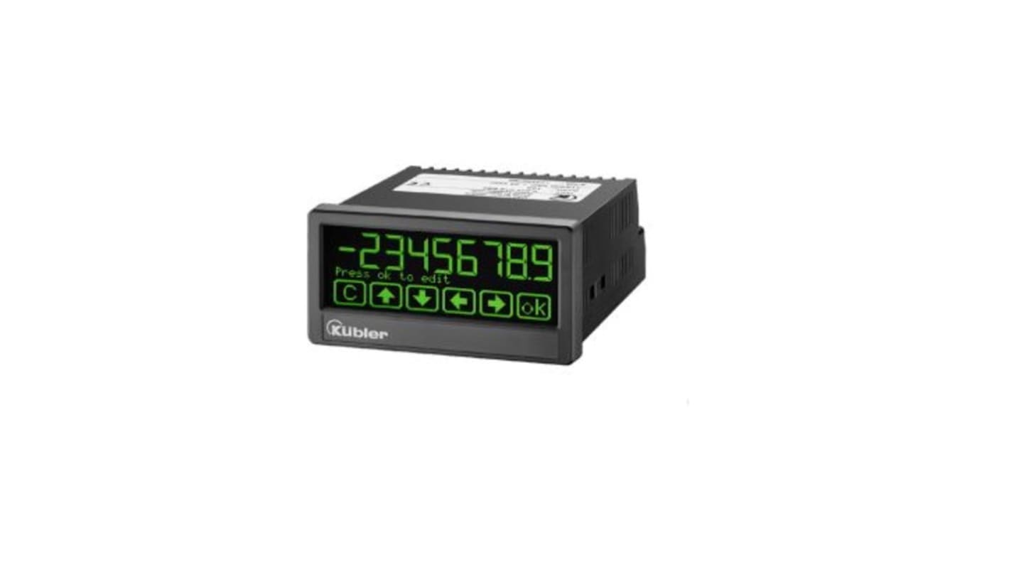 Indicatore di processo Kübler 6.573T.010.302.001 con display LED 4 cifre, 2 ingressi analogici e programmazione touchscreen.