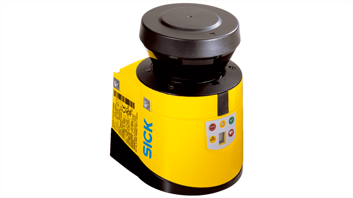 Scanner laser di sicurezza Sick S30B-2011CA, altezza di protezione 2000 mm, distanza di rilevamento 30 m, dimensioni 102 x 152 x 106 mm.