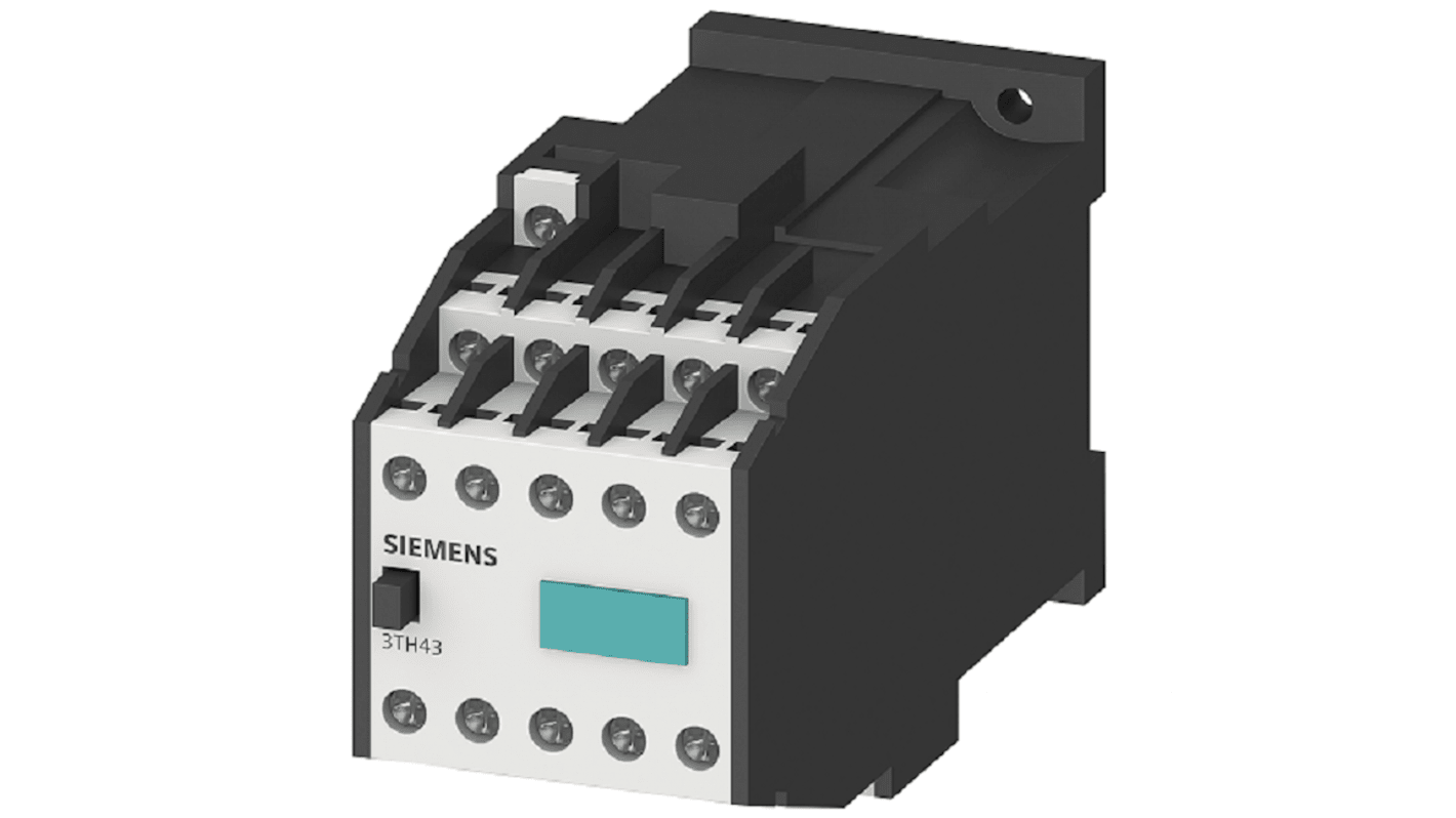 Relè contattore Siemens 3TH4373-0BB4, 10 A, 7 NA + 3 NC, montaggio su guida DIN, tensione di controllo 24 V c.c.
