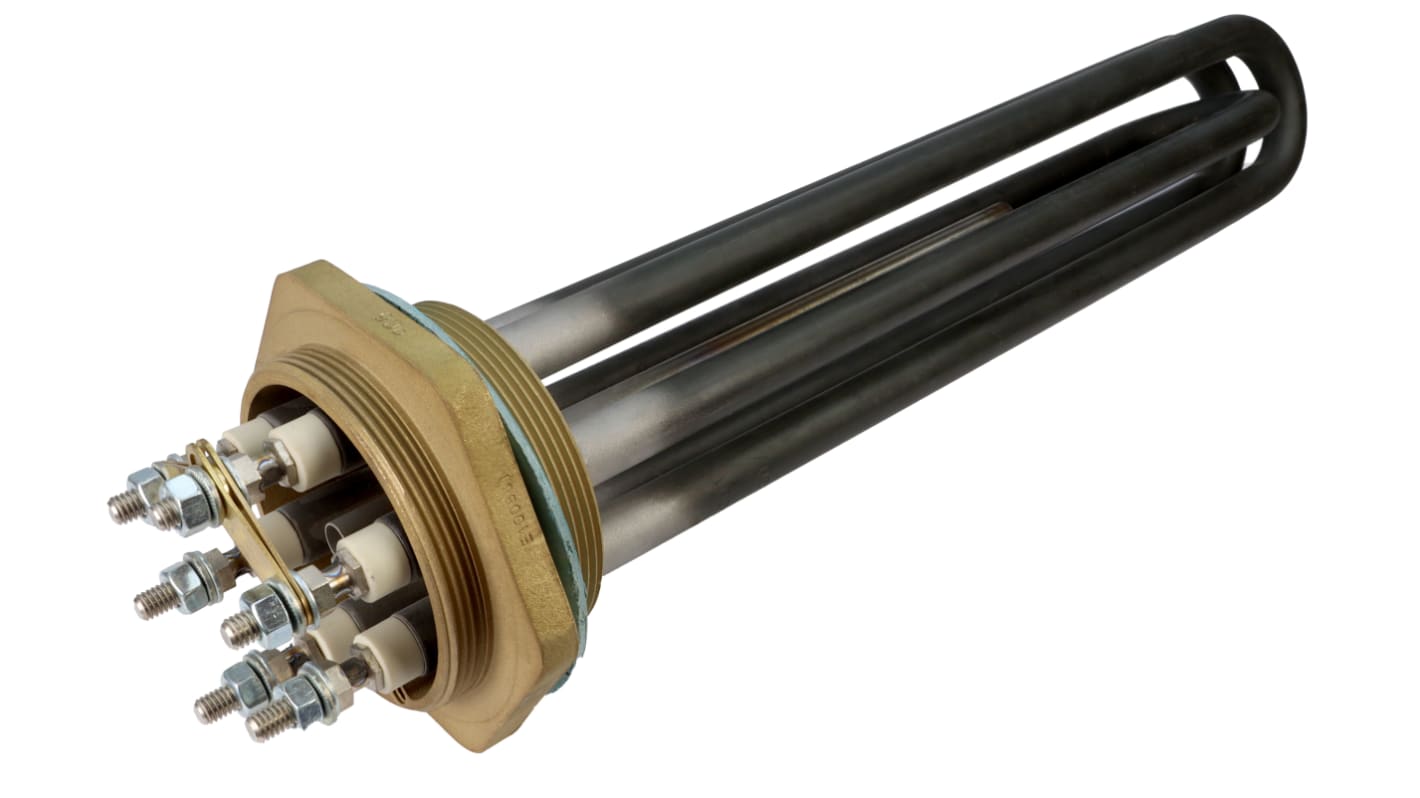 Riscaldatore a immersione Acim Jouanin TP77415/9DF, potenza 9 kW, lunghezza 415 mm, sigillato in resina, per fluidi fino a 110°C.