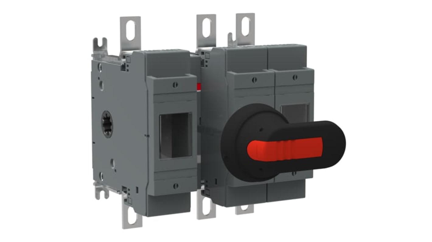 Sezionatore portafusibili ABB 3 poli, 200A, 500V, con fusibili ad azionamento frontale, facile installazione.