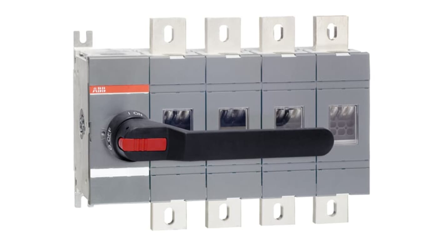 Sezionatore a 4 poli ABB 1SCA022860R6150 OT1000E04P, corrente 1000A, grado di protezione IP65, montaggio su base OT.