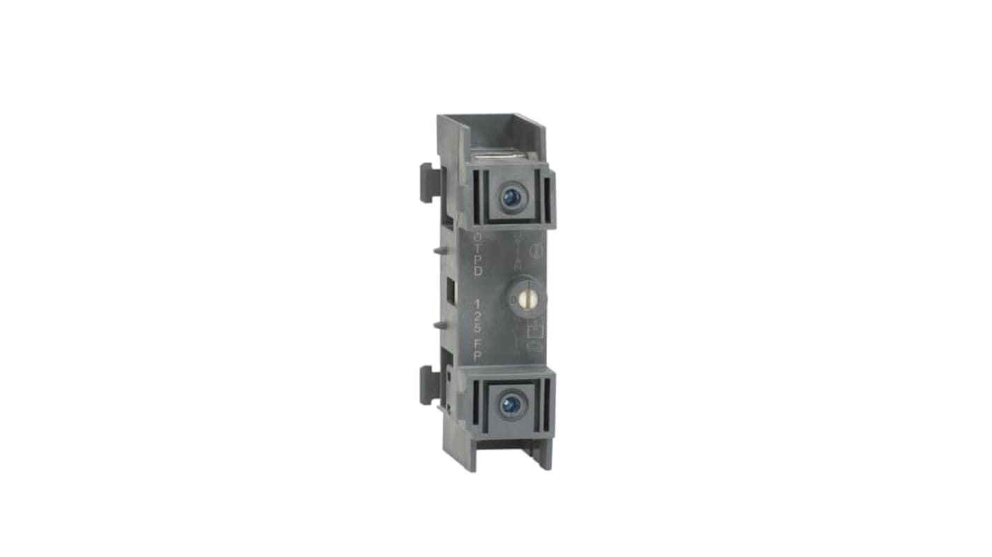 Interruttore ausiliario ABB OTPD125FP, altezza 49 mm, corrente termica 125 A, design per cablaggio ordinato.