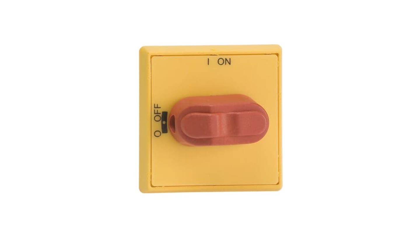 Manopola rotante ABB per serie OHYS, lunghezza 40mm, grado di protezione IP54, colore rosso-giallo, per sezionatori e centri di controllo motori.