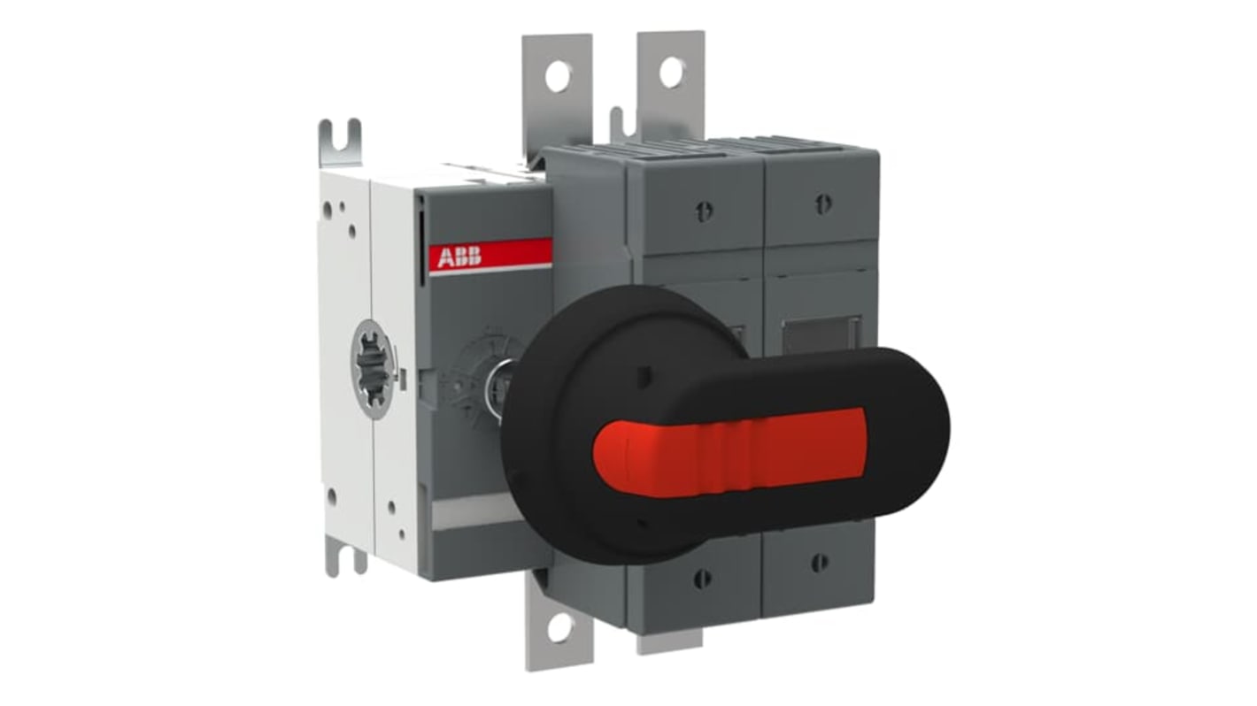Sezionatore portafusibili ABB, 2 poli, 100A, 500V, azionamento frontale, larghezza 20 mm, conforme IEC 60947-3.