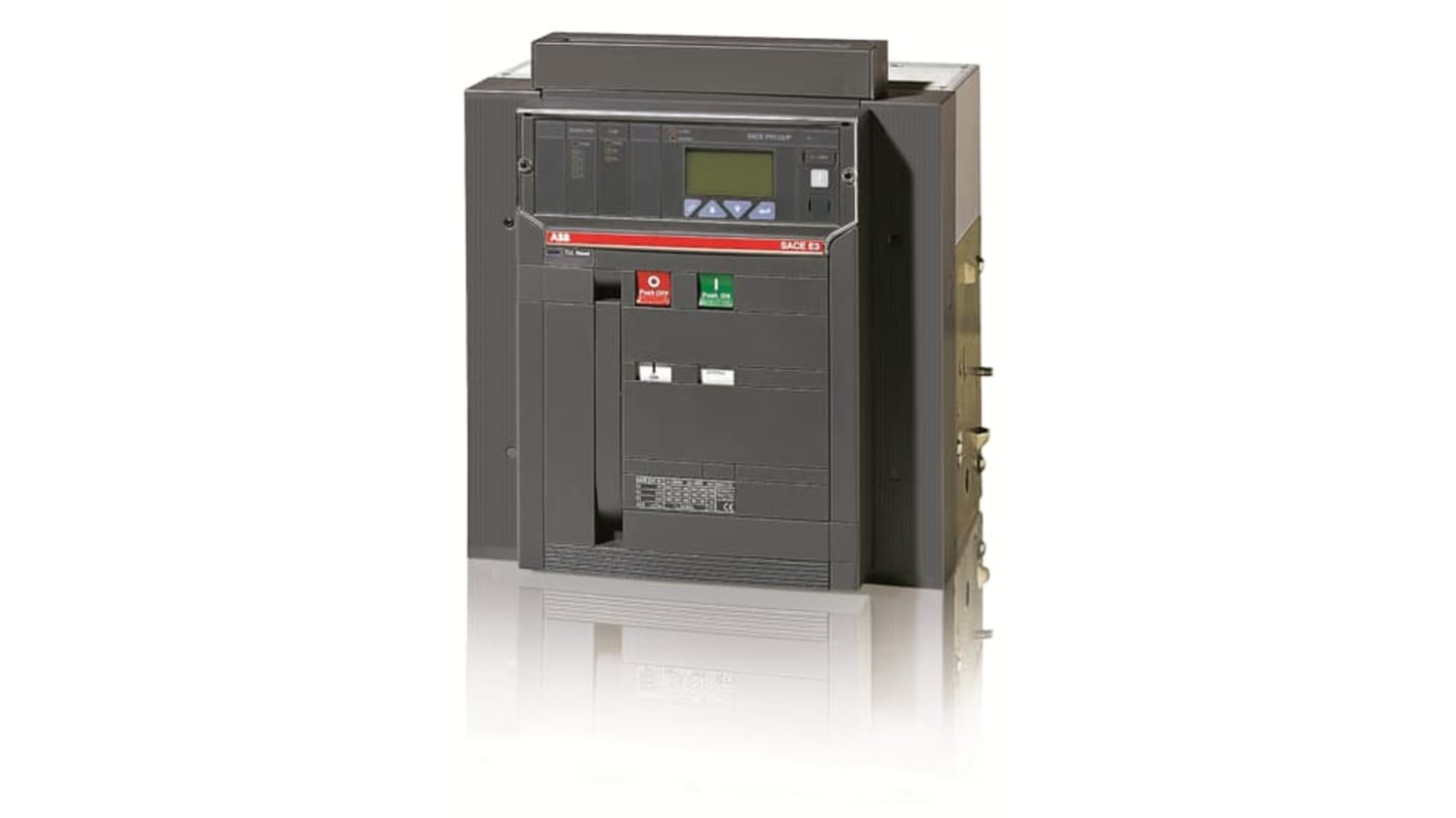 Interruttore magnetotermico ABB 3P E3N, 2500A, con 4 contatti ausiliari e terminali posteriori. Progettato per applicazioni industriali.