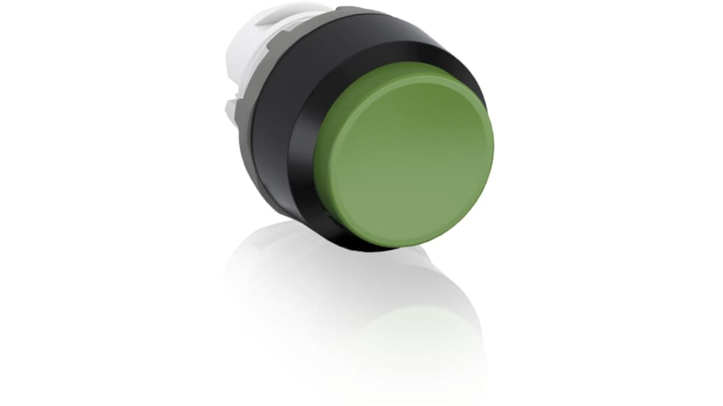 Pulsante instabile ABB MP3-10G, rotondo verde, diametro foro 22 mm, grado di protezione IP66, senza illuminazione.