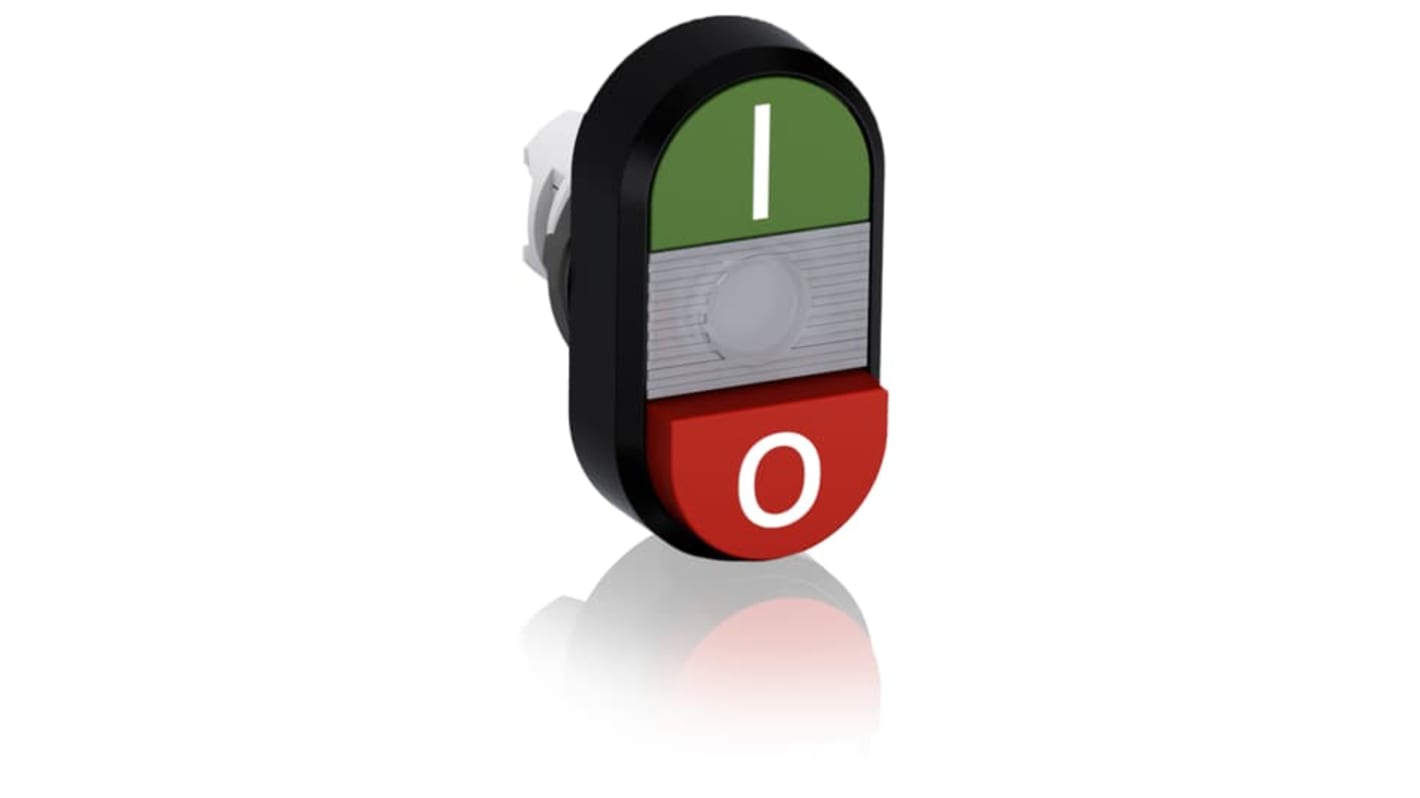 Pulsante instabile ABB MPD15, diametro foro 22 mm, verde e rosso, funzione momentanea, grado di protezione IP66.