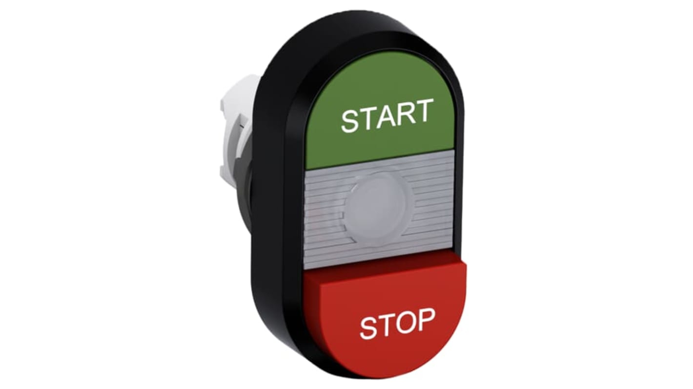 Pulsante modulare ABB MPD15-11C, instabile, diametro foro 22 mm, verde e rosso, grado di protezione IP66.