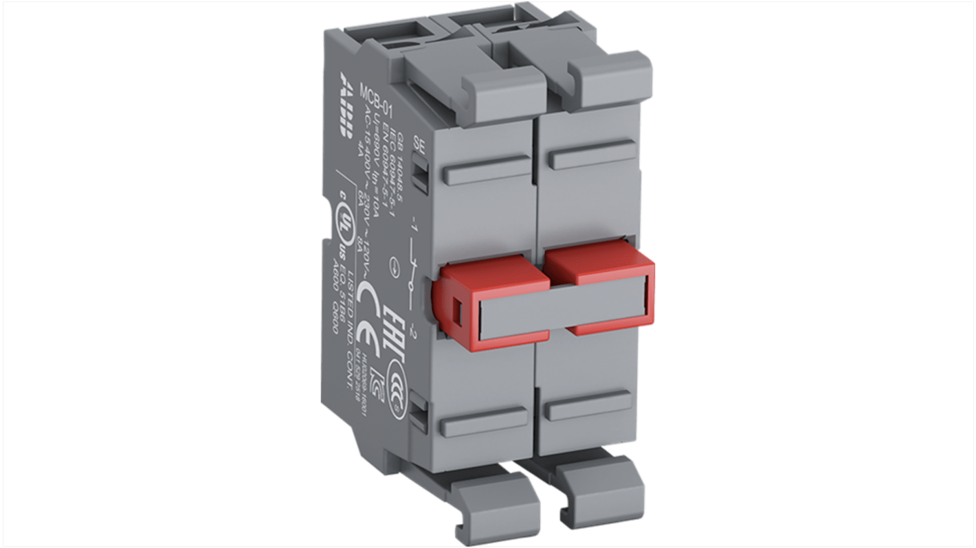 Blocco contatti modulare ABB 1CO, tensione nominale 690V, compatibile con MP1, MP2, MP3, MP4 e MPD.