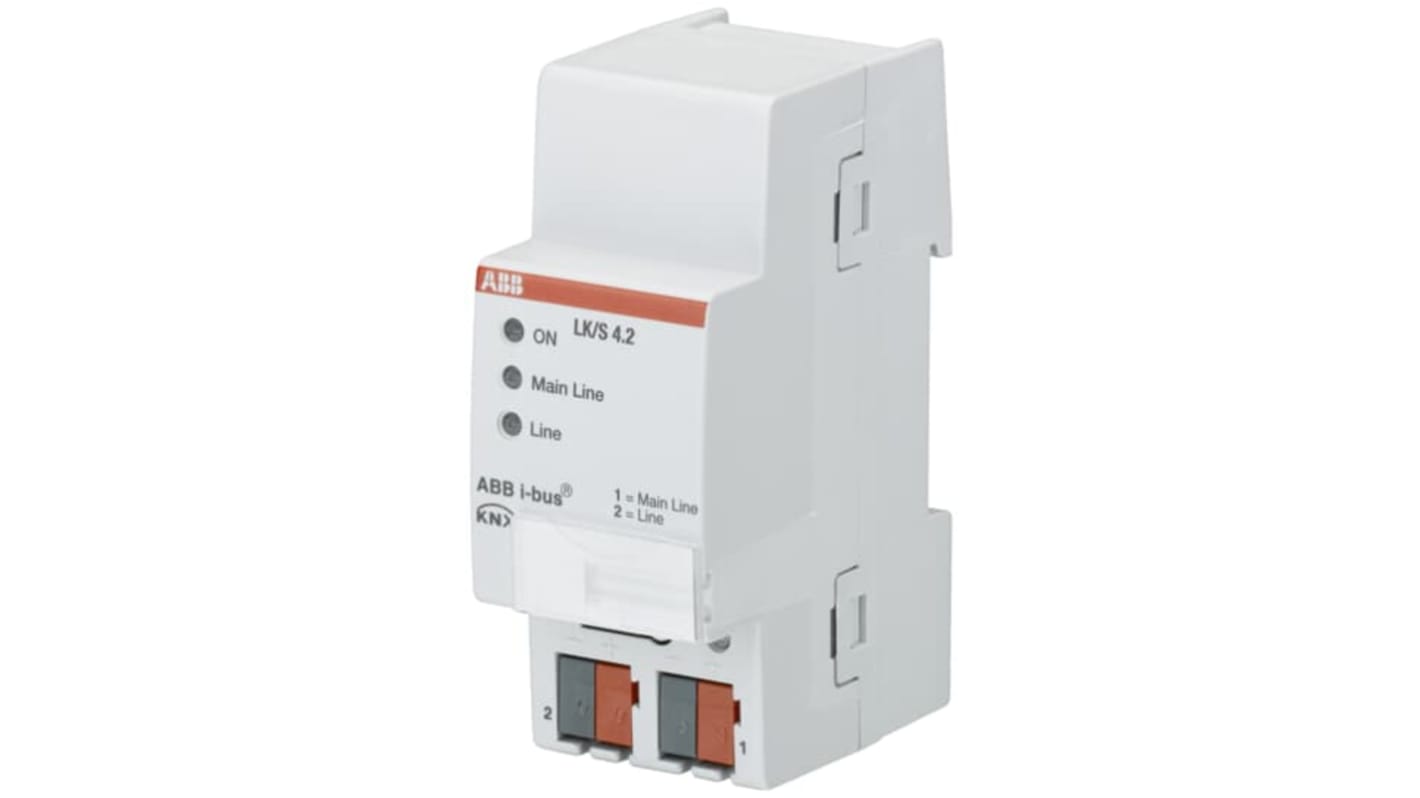 Accoppiatore di linea KNX ABB 2CDG110171R0011 LK/S 4.2, dispositivo modulare con isolamento elettrico e LED di stato.