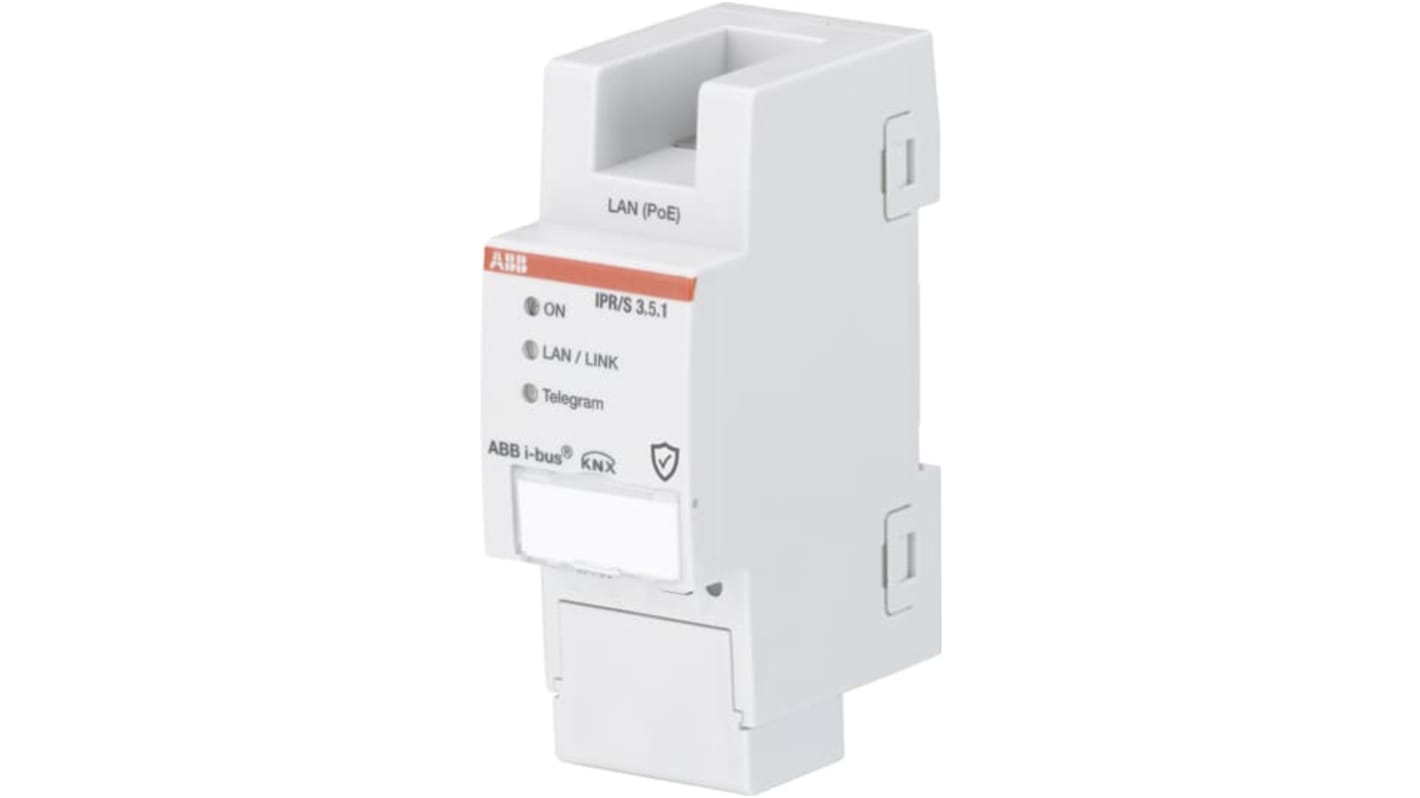 Modulo interfaccia ABB 2CDG110176R0011 per sistema bus KNX, router IP sicuro per scambio telegrammi in rete locale.