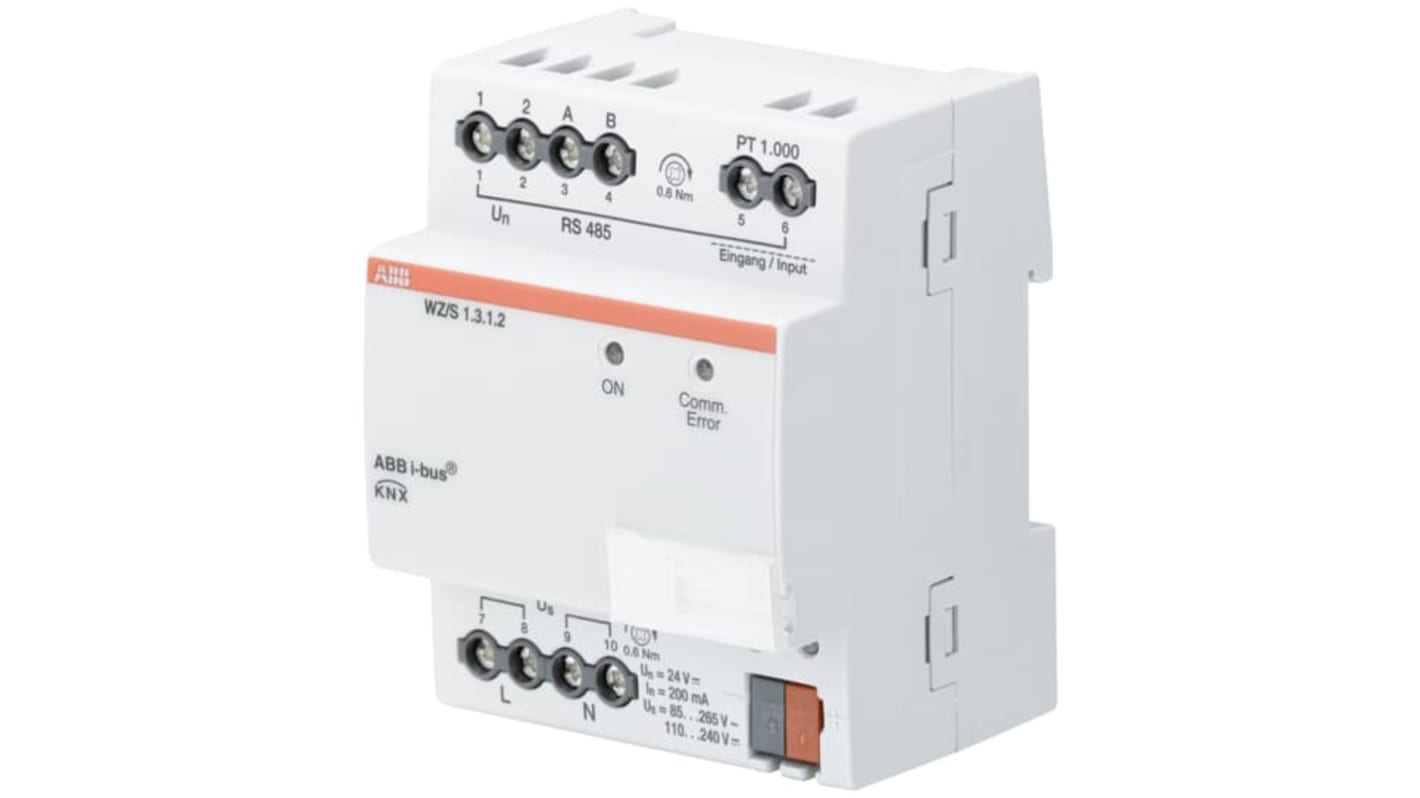 Modulo interfaccia ABB 2CDG110184R0011 WZ/S 1.3.1.2 per sistema KNX, montaggio su guida DIN, grado di protezione IP20.