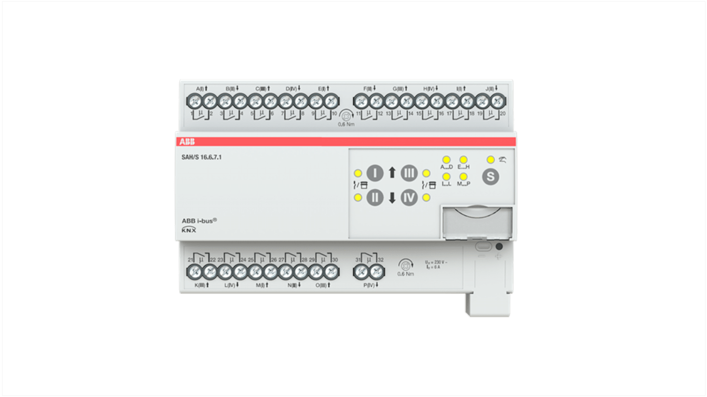 Modulo I/O PLC ABB 2CDG110245R0011 per sistema bus KNX, montaggio su guida da 35 mm, grado di protezione IP20.