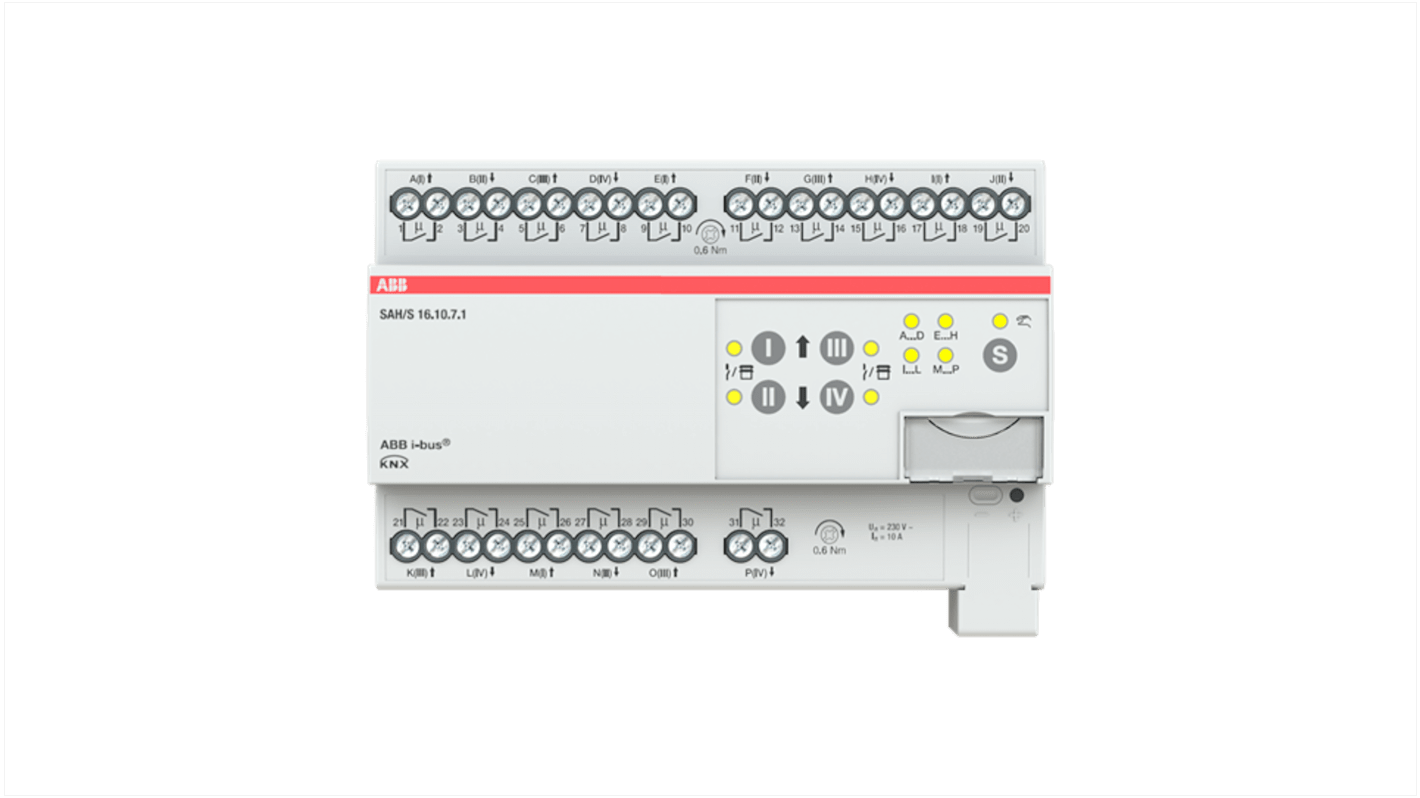 Modulo I/O PLC ABB 2CDG110248R0011 per sistema bus KNX, montaggio su guida da 35 mm, grado di protezione IP20.