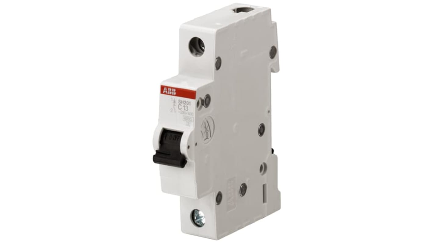 Interruttore magnetotermico ABB SH201-C 1P 4A, Tipo C, con montaggio su guida DIN e protezione IP20.