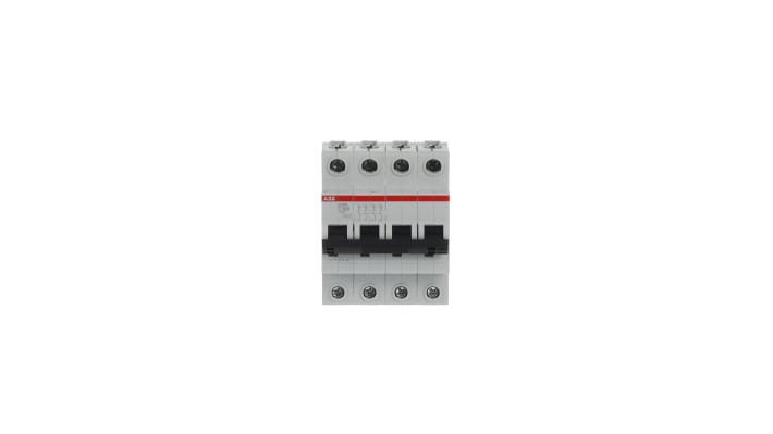 Interruttore magnetotermico ABB S204-C100, 4 poli, 100A, 6 kA, montaggio su guida DIN, dimensioni 70x69x88 mm.