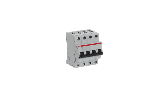 Interruttore magnetotermico ABB S204-C100, 4 poli, 100A, 6 kA, montaggio su guida DIN, dimensioni 70x69x88 mm.