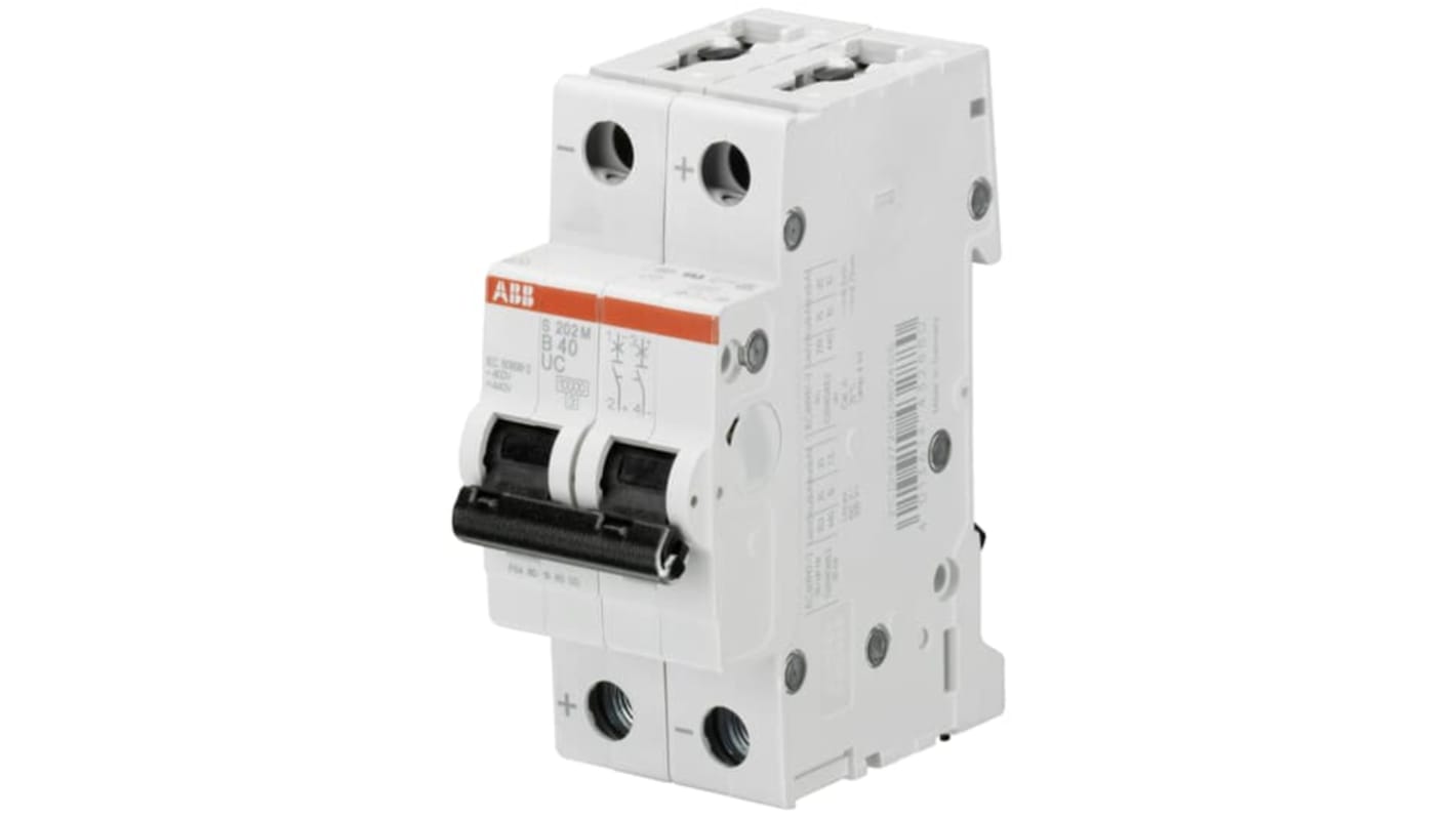 Interruttore magnetotermico ABB S202 MUC C 6A, Tipo C, montaggio su guida DIN, capacità di interruzione 10 kA, grado di protezione IP20.