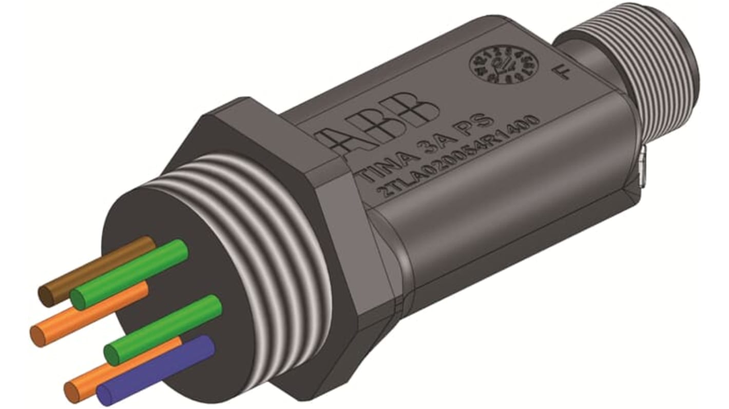 ABB adattatore per pulsante TINA 3APS, compatibile con interruttori a chiave e pulsanti di emergenza, montaggio diretto, connettore M12-5.