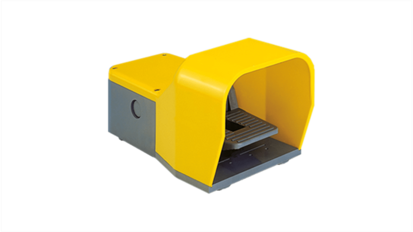 Interruttore a pedale ABB, attivazione a scatto, grado di protezione IP65, coperchio ABS giallo, contatti N.O e N.C.