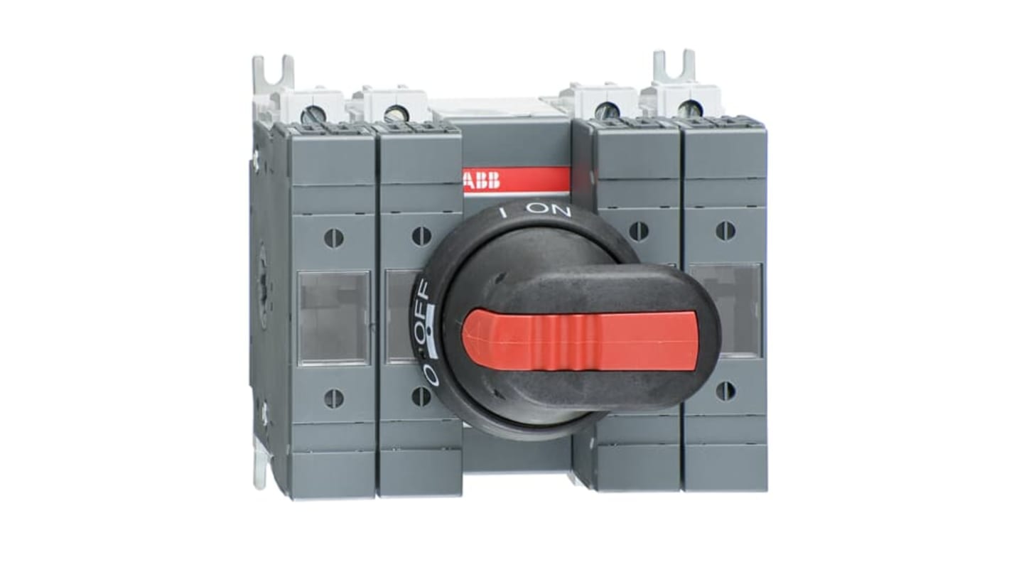 Sezionatore portafusibili ABB, 4 poli, 32A, 500V, azionamento frontale, larghezza 20 mm, conforme IEC 60947-3.