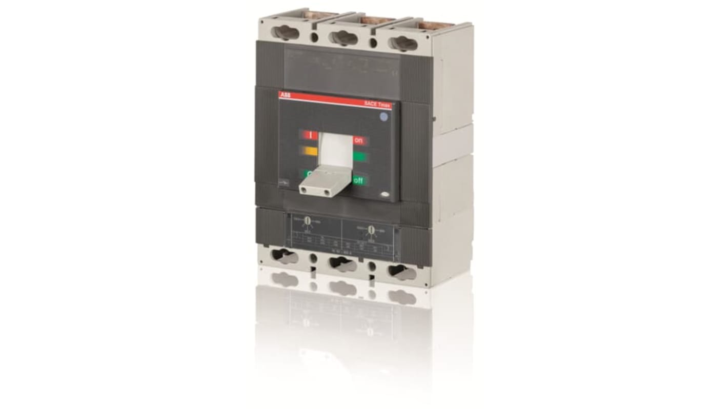 Interruttore automatico MCCB fisso ABB, 800 A, 3 poli, con unità elettronica per rilevamento guasti, standard IEC.