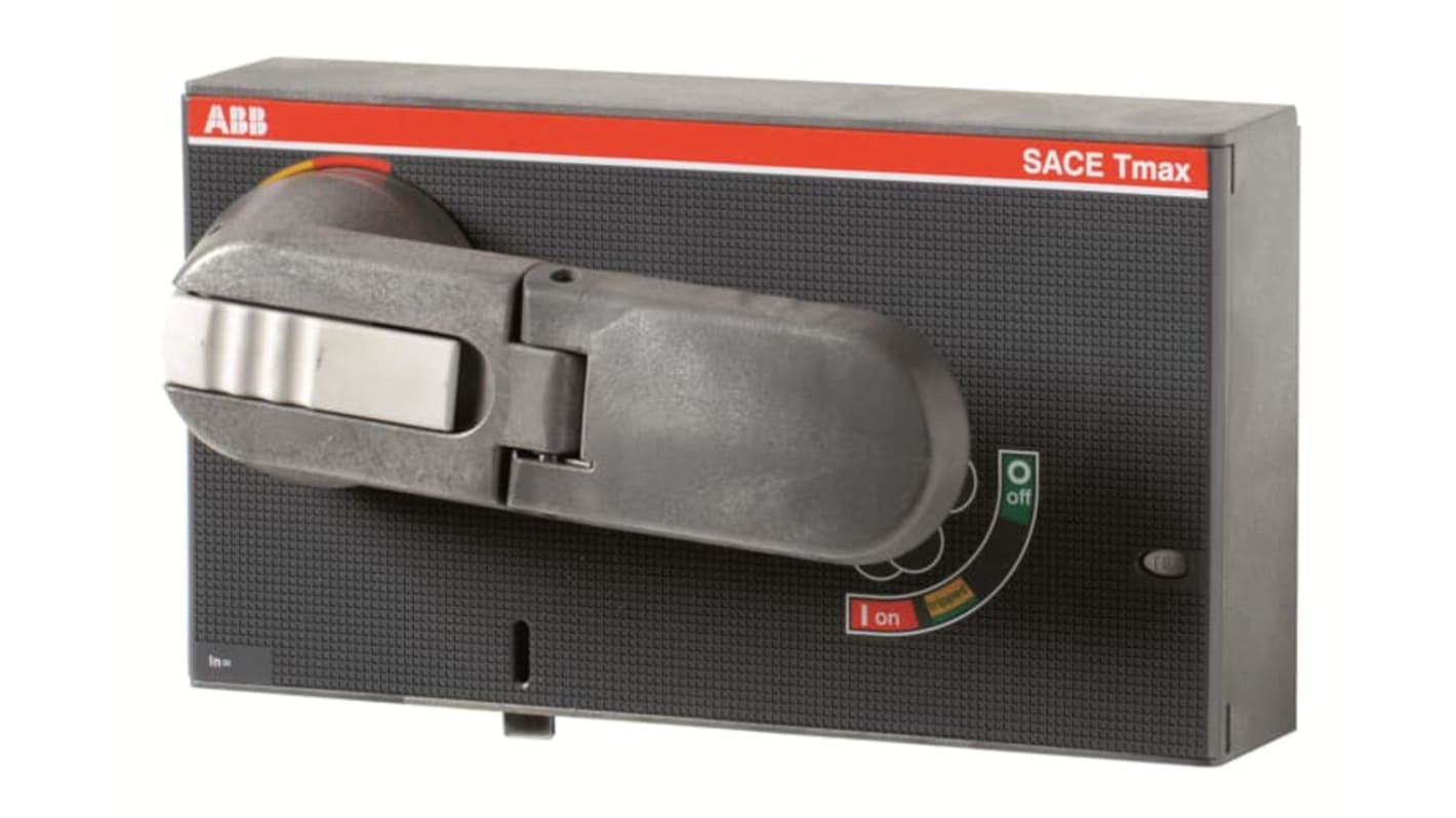 Maniglia bloccabile ABB per interruttore automatico, compatibile con lucchetto, progettata per dispositivi Tmax T. Codice 1SDA062120R1.