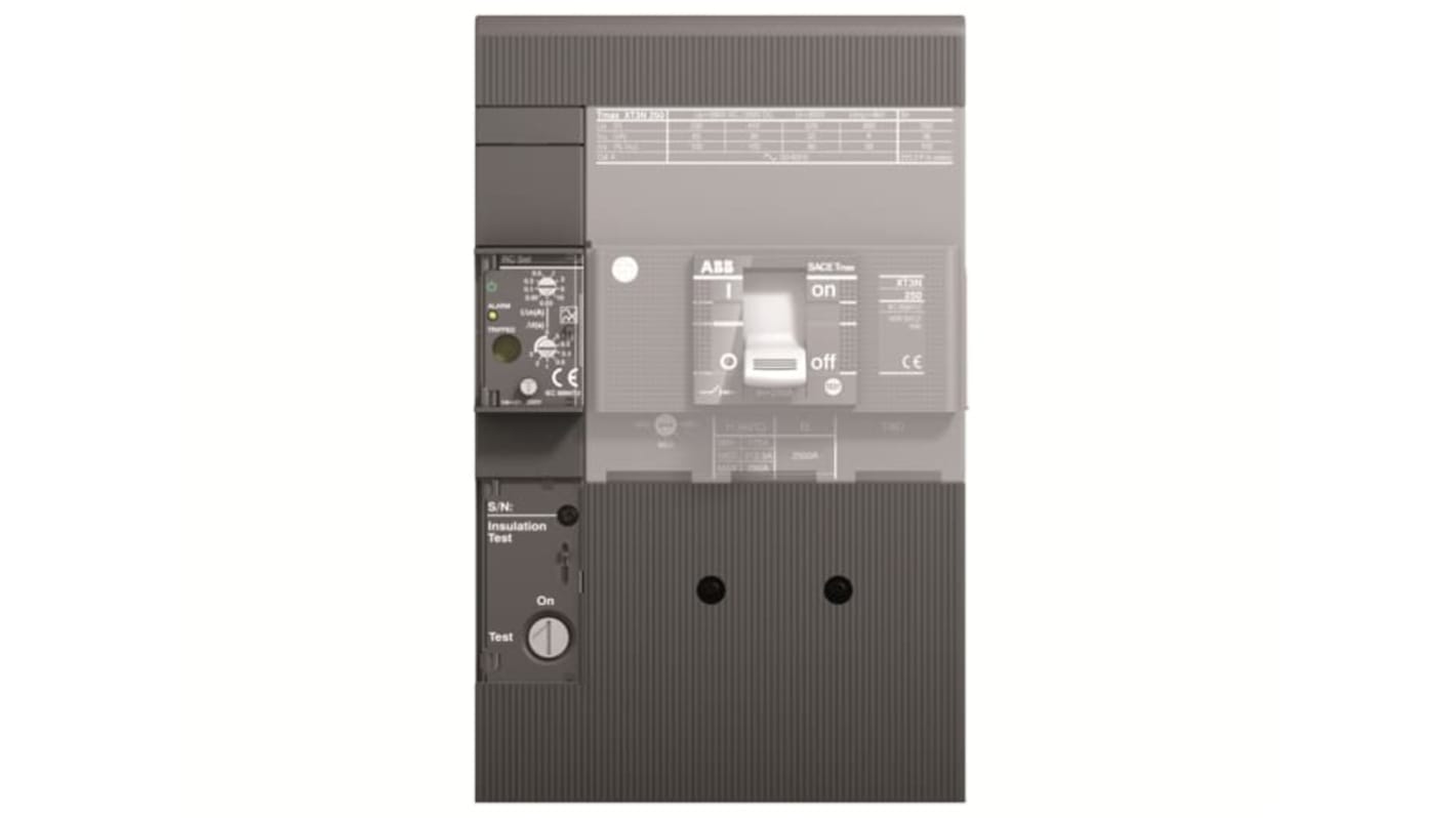 Interruttore automatico ABB 1SDA067130R1 RC Sel XT3 F, rilascio di corrente residua per moduli a quattro poli, lunghezza 260 mm.
