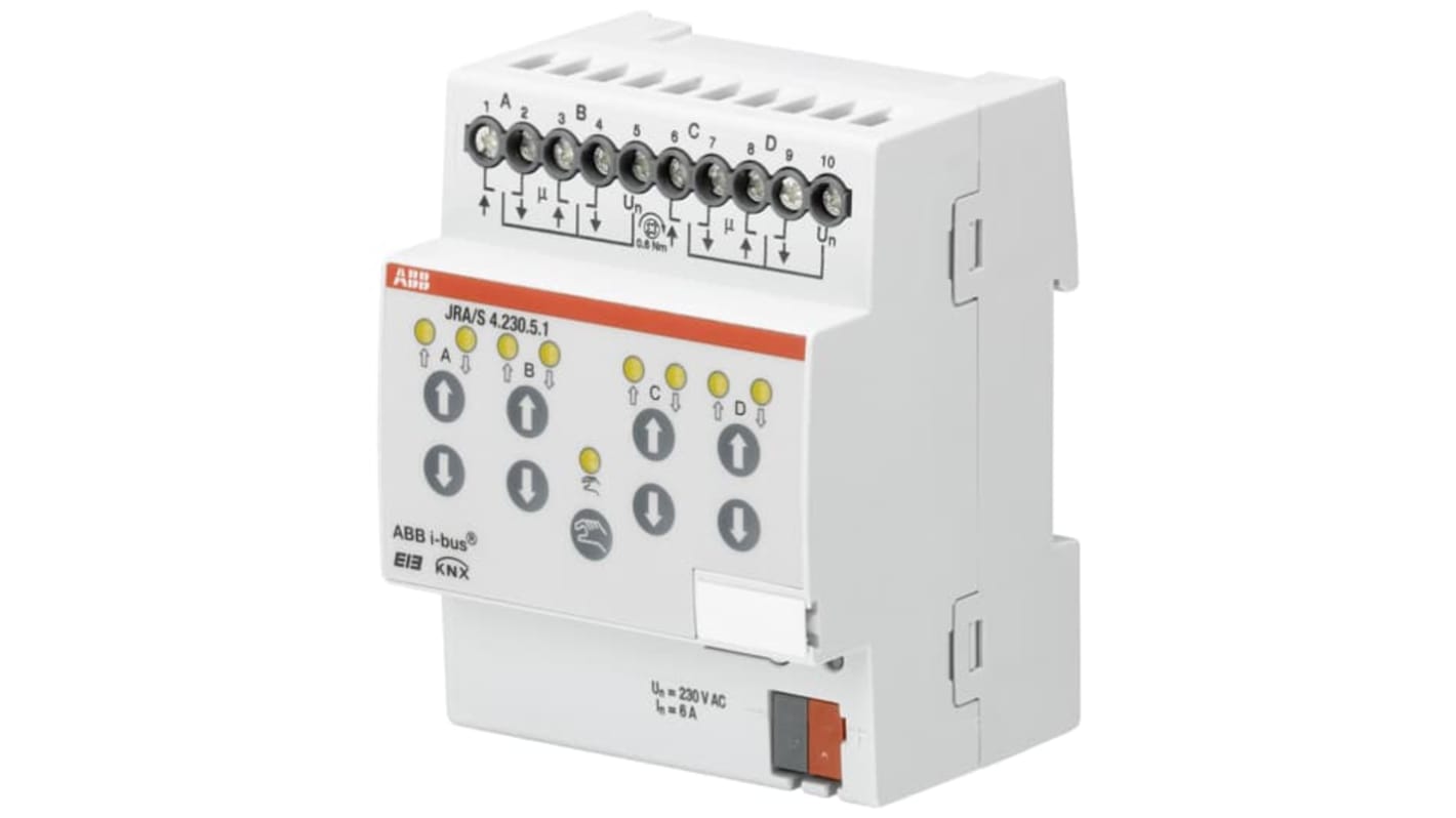 Modulo I/O PLC ABB 2CDG110125R0011 JRA/S 4.230.5.1 per controllo azionamenti a 230 V c.a. in sistema bus KNX.