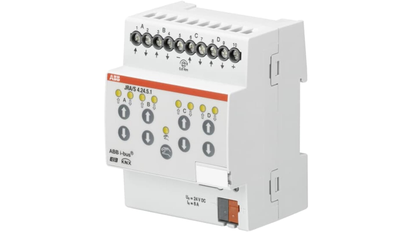 Modulo I/O PLC ABB 2CDG110128R0011 JRA/S 4.24.5.1 per sistema bus KNX, attuatore cieco per controllo azionamenti 24 V c.c.
