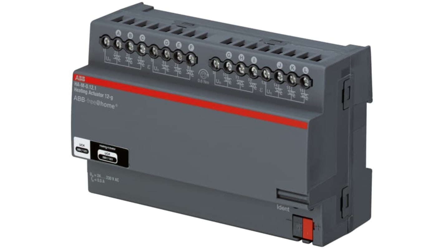 Modulo I/O ABB 2CDG510009R0011 HA-M-0.12.1 per controllo azionamenti termoelettrici, montaggio su guida DIN, grado di protezione IP20.