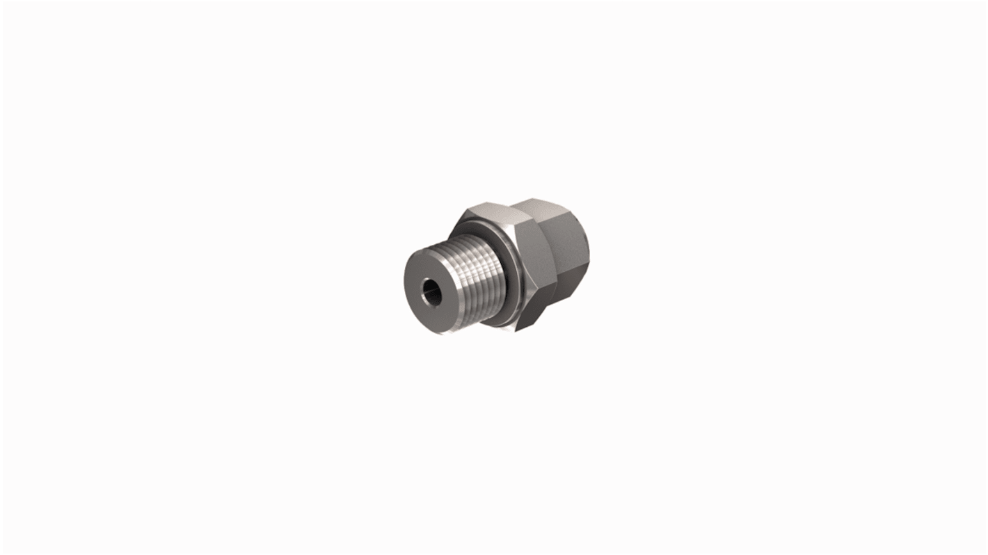 Raccordo a compressione Turck CF-M-6-G1/4-A4 in metallo per sonde di temperatura da 6 mm, filettatura maschio G1/4 per montaggio diretto.