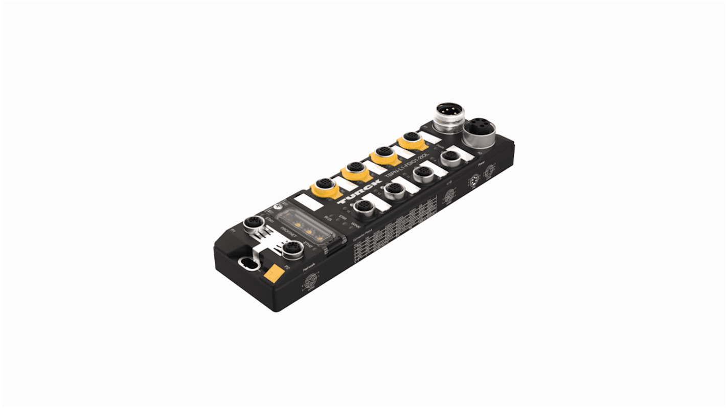 Modulo I/O Turck TBPN-L1-FDIO1-2IOL, con due ingressi digitali SIL3, Ethernet integrato, protezione IP65/IP67/IP69K.