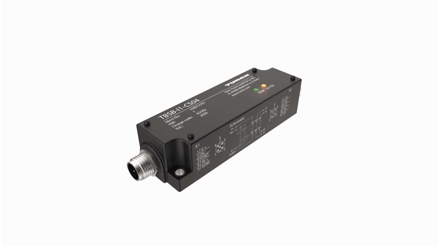 Modulo I/O Turck TBSB-I1-CS04, elettromeccanico per segnali OSSD, grado di protezione IP67, temperatura -25/+40 °C.