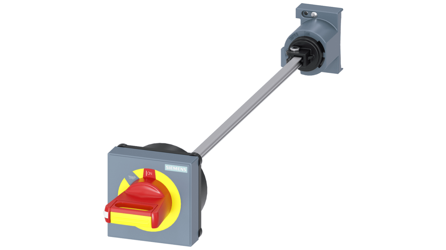 Siemens manopola rotante 3RV2926-1L per interruttore automatico, colore rosso e giallo, montaggio versatile, albero di 330 mm.