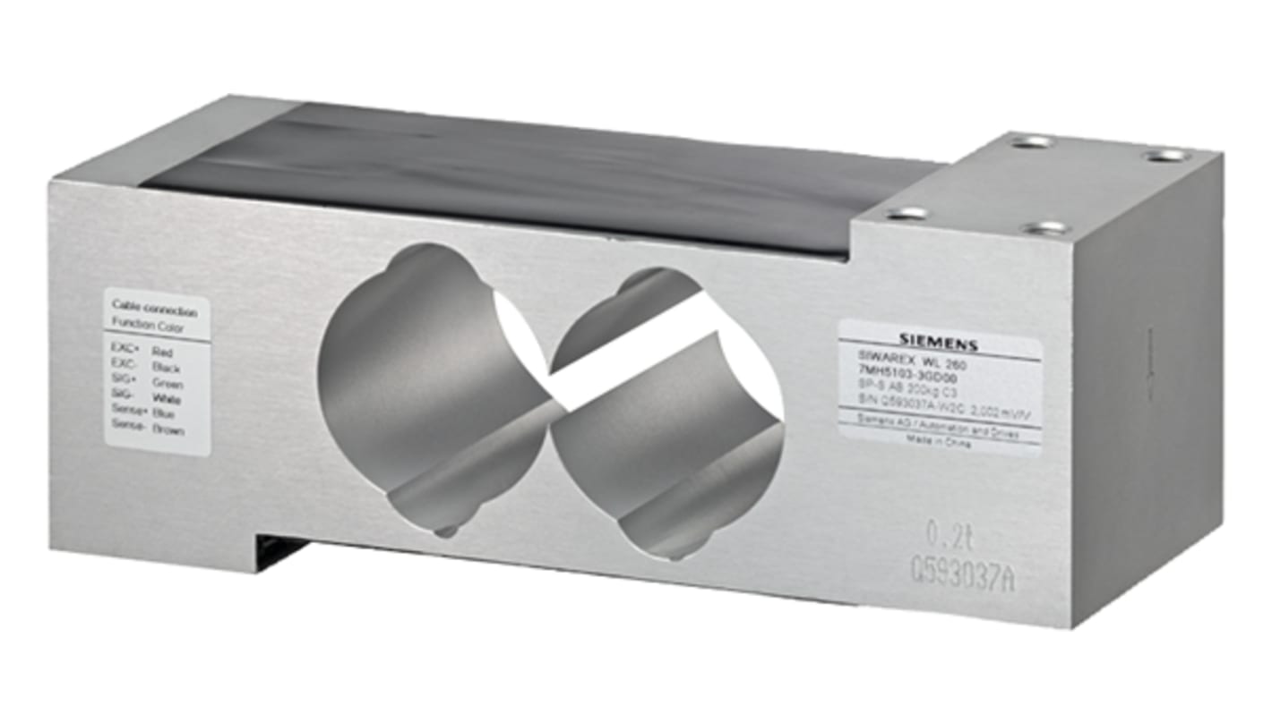 Cella di carico Siemens 7MH5103-3PD00, modello Siwarex WL 260, capacità 500 kg, precisione C3, cavo 3 m, alluminio, IP65.