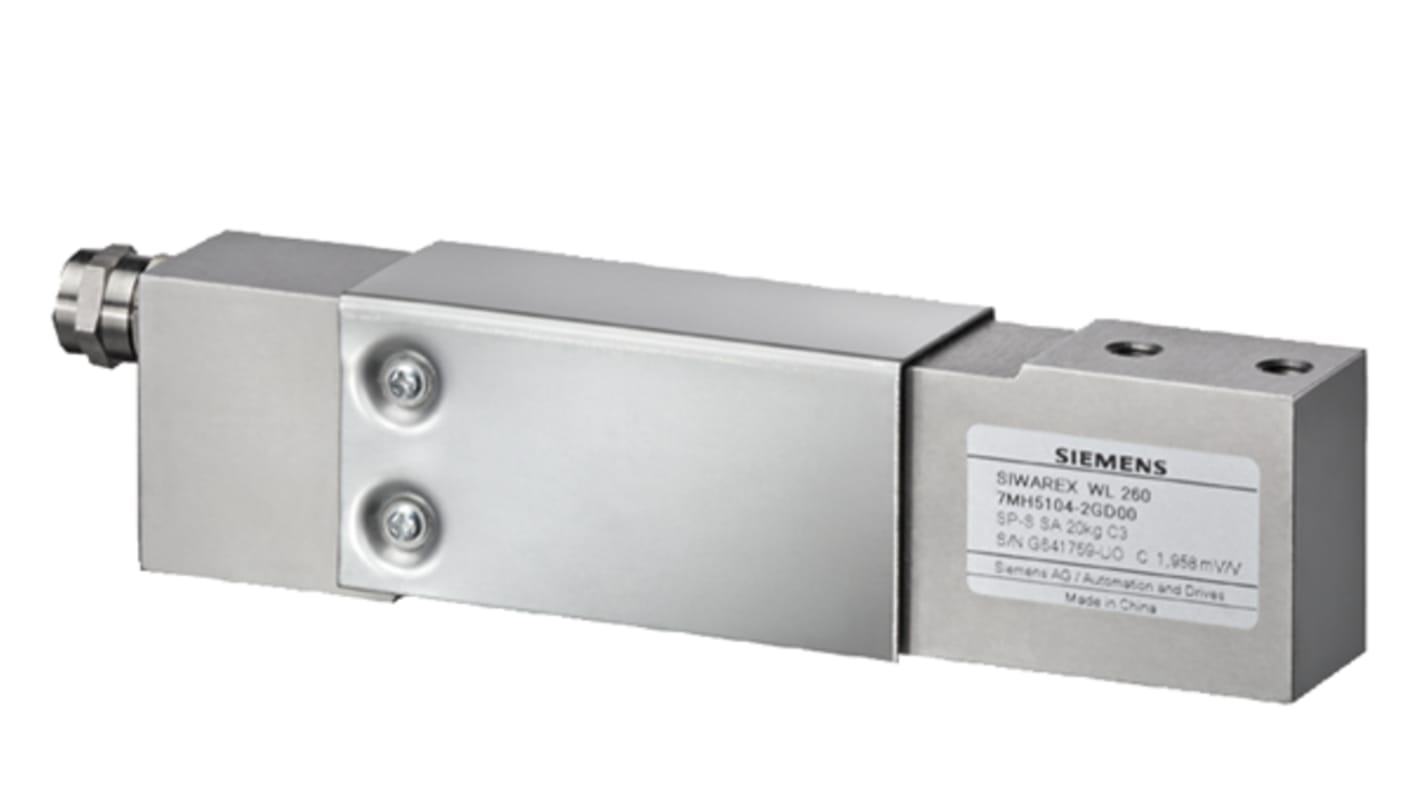 Cella di carico Siemens 7MH5104-2PD00, carico nominale 50kg, acciaio inox, grado di protezione IP67, cavo 1m.