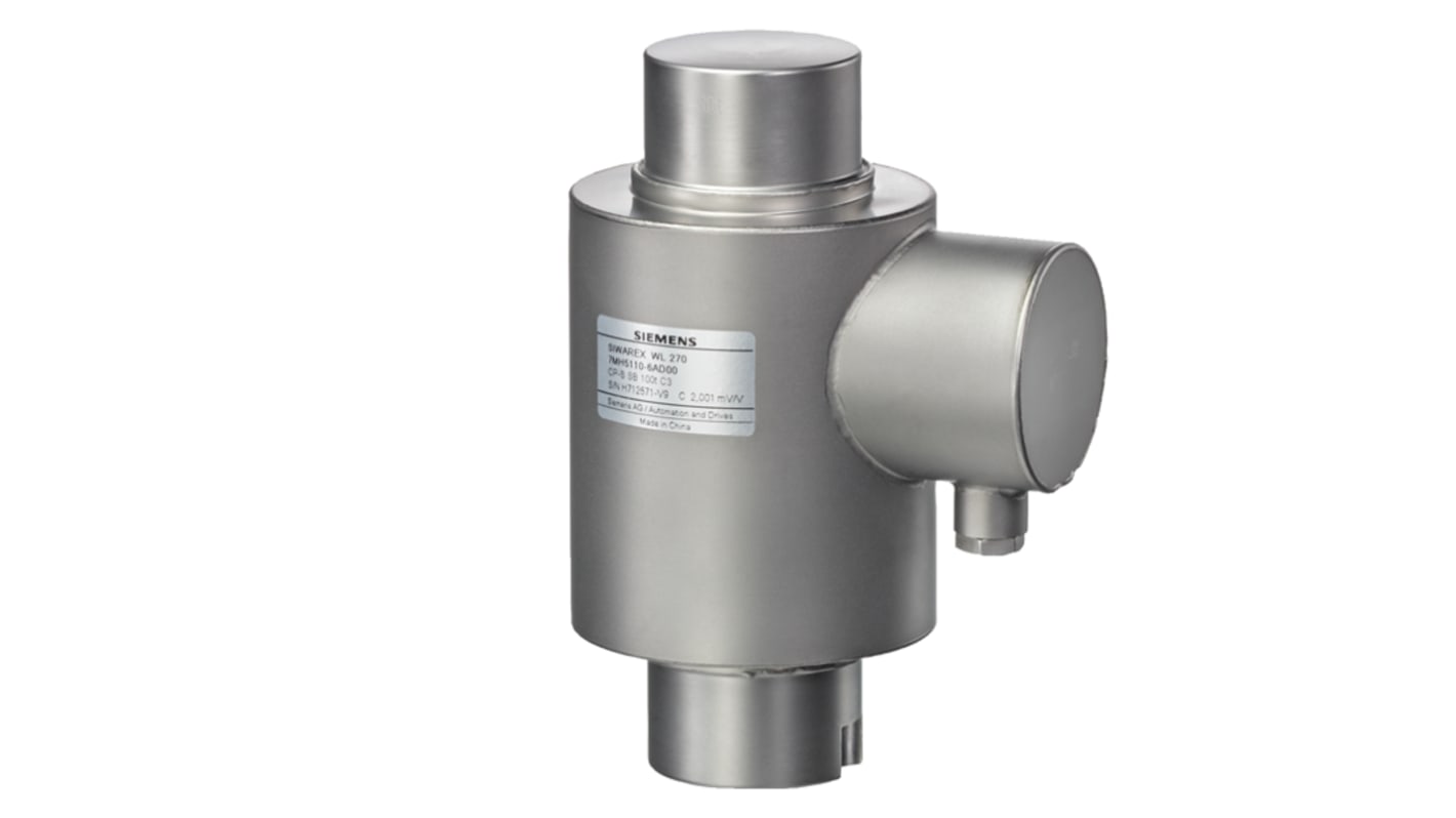 Cella di carico Siemens 7MH5110-6AD00, serie Siwarex WL 270, carico nominale 100T, acciaio inox, grado di protezione IP68.