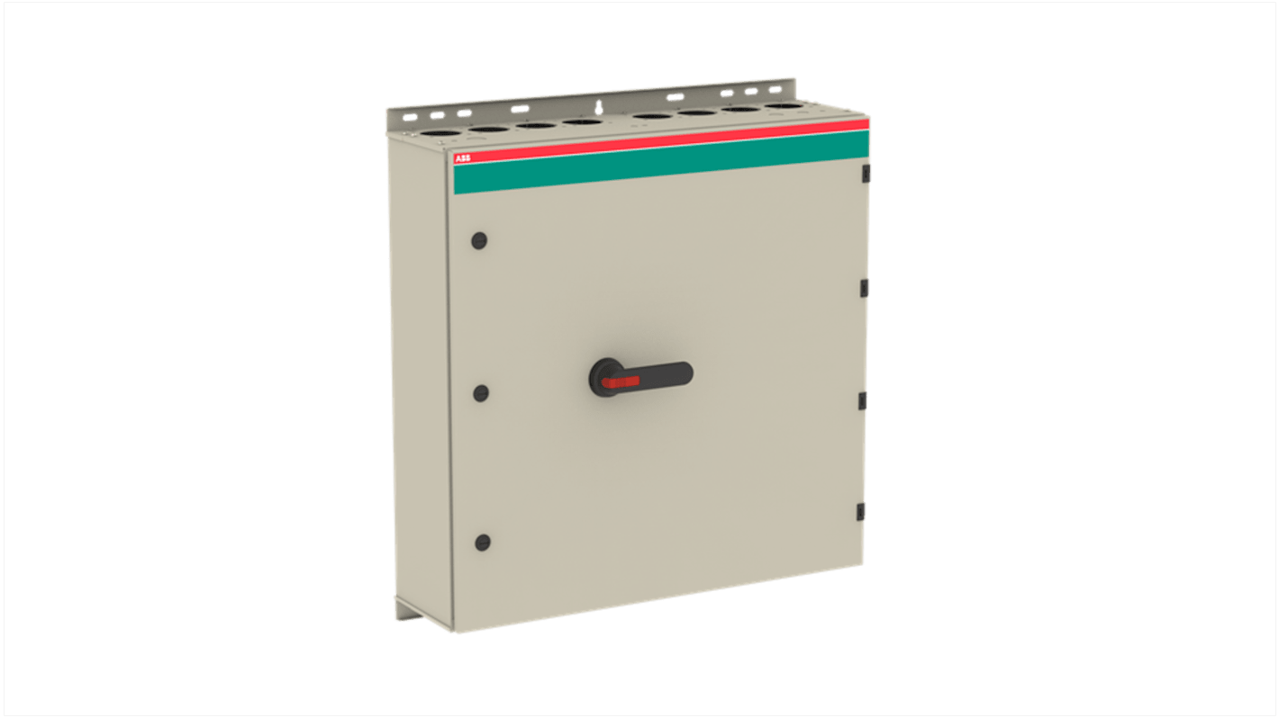 Sezionatore con interruttore ABB, 6 poli, 400A, 1000 V, montaggio a vite, grado di protezione IP65, adatto per esterni.