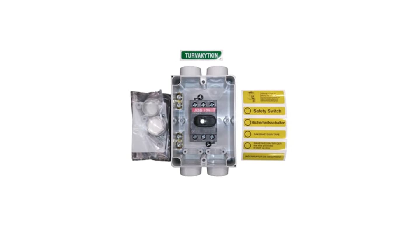 Sezionatore con interruttore ABB, 3 poli, 32A, montaggio a vite, protezione IP65, modello 1SCA022400R9410.