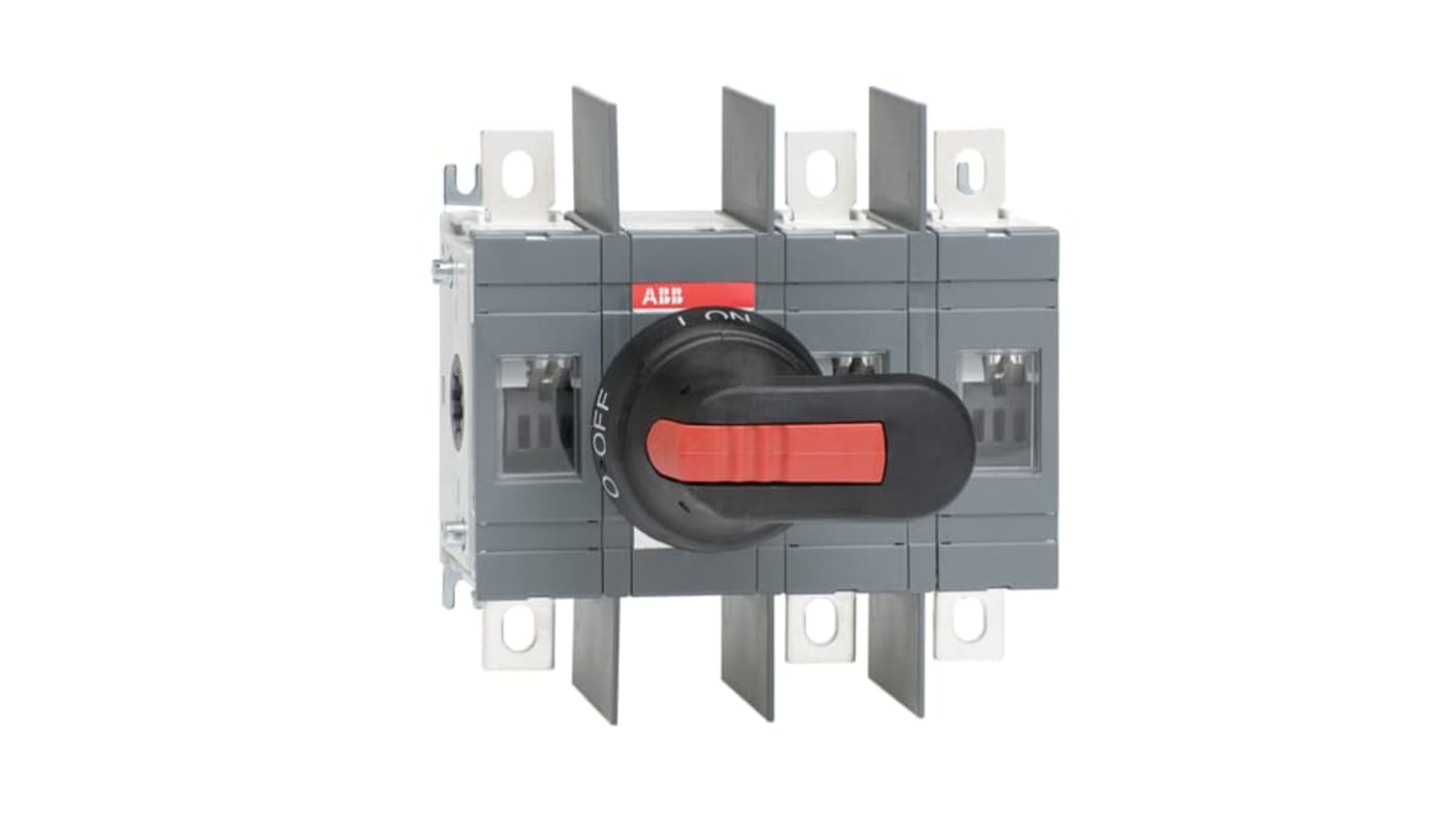 Sezionatore con interruttore ABB, 3 poli, 200A, montaggio superficiale, grado di protezione IP00, potenza 110kW.