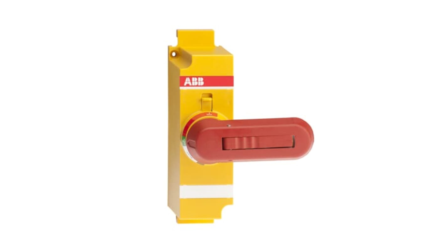 Manopola rotante ABB per fusibile interruttore, compatibile con Switch serie OS, colore Rosso/Giallo, montaggio diretto.