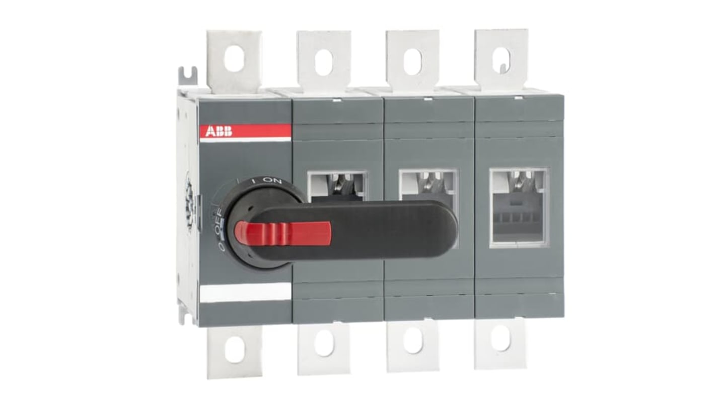 Sezionatore interruttore ABB, 3P+N, 800A, 1000V, montaggio a vite, grado di protezione IP00, maniglia nera.