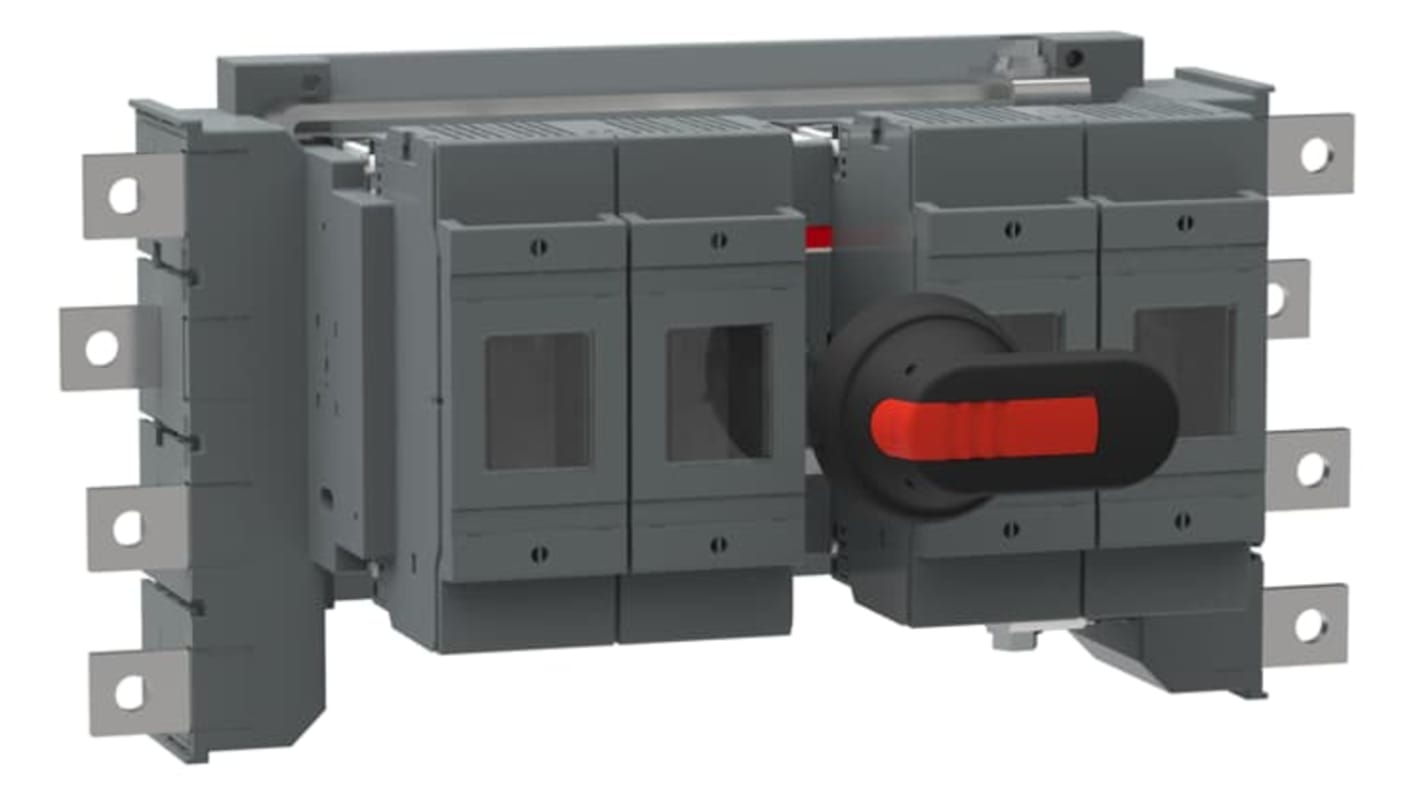 Sezionatore portafusibili ABB 1SCA022854R7210, 4 poli, 250A, 500V, fusibile B1-B3, impugnatura a pistola.