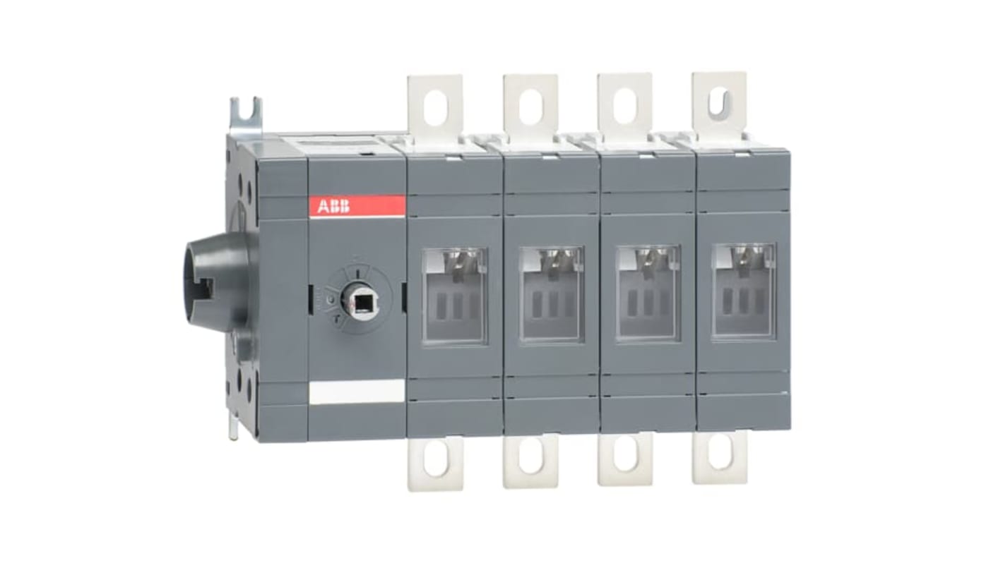 Sezionatore interruttore ABB OT250ES04, 4 poli, 250A, montaggio superficiale, protezione IP00, per applicazioni industriali.